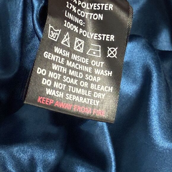 Hell Bunny Wake Up Skull Bomber Jacket 2XL 14 US Blue Goth Rockabilly Retro - Picture 6 of 12